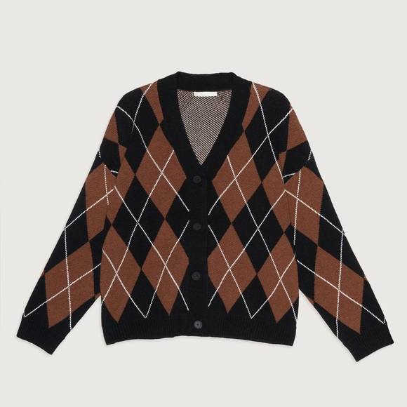 OAK + FORT Oversized Argyle Cardigan - Picture 8 of 10